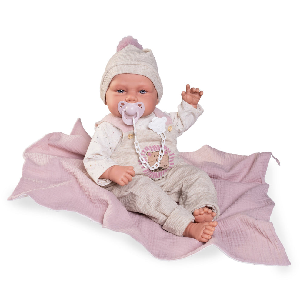 Antonio Juan Babydoo Doll - Poseable Doll with Blanket 50cm
