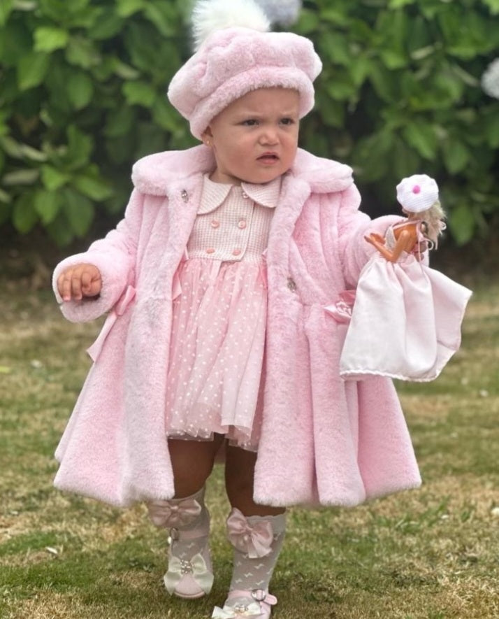 Pink Soft Fur Girls Handmade Sonata Coat AW (Made To Order)