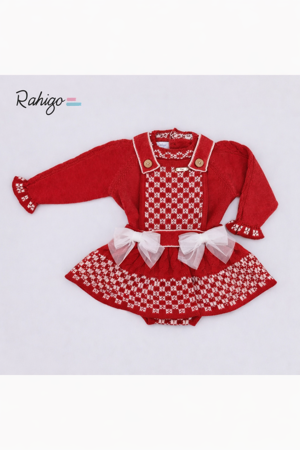 Rahigo Baby Girls Red & Cream Jumper & Pinafore Set - AW26 (Preorder)