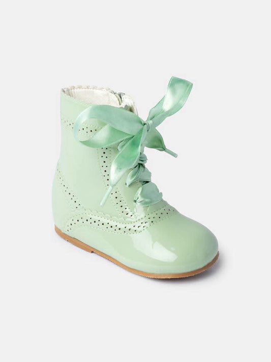 Mint Girls Spanish Leather Scalloped Edge Boots