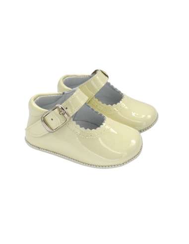 Amor Bambino Cream Mary Jane Baby Girls Patent Pram Shoes - In Stock
