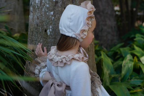 Ela Confeccion AW25 Girls Cream & Camel Handmade Dress Set - (Made to order)