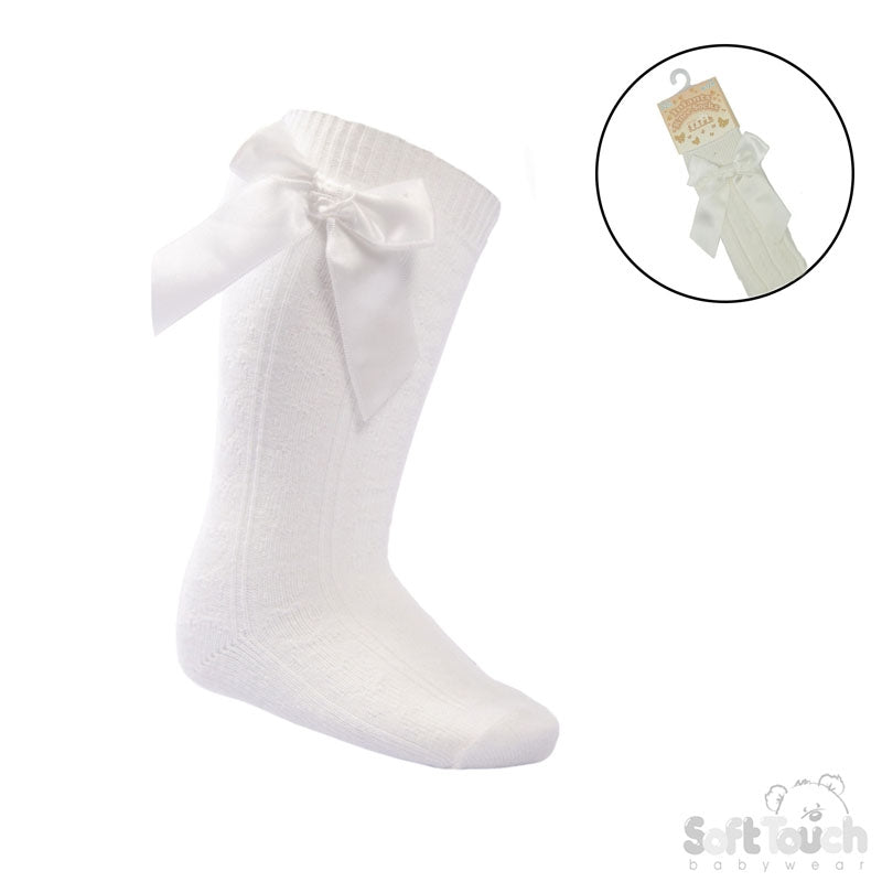 Cream Socks with Cream Bow