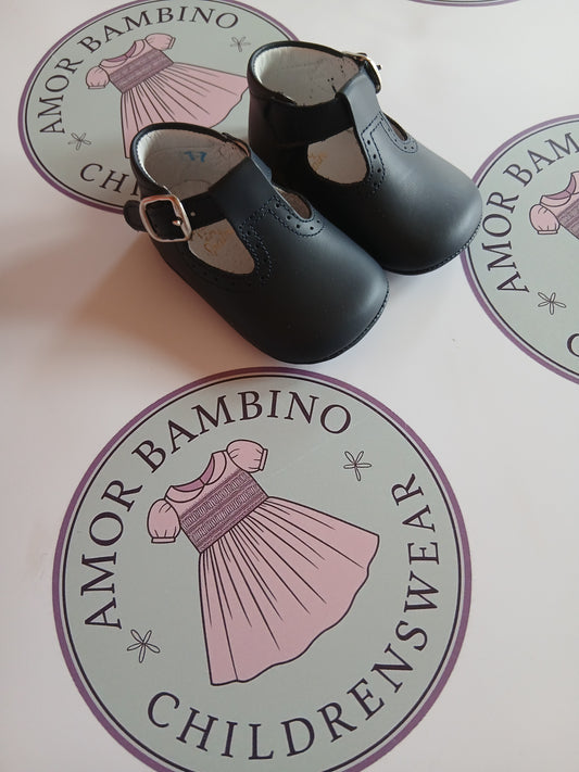 Baby Boys Navy T-bar Shoes (In Stock)
