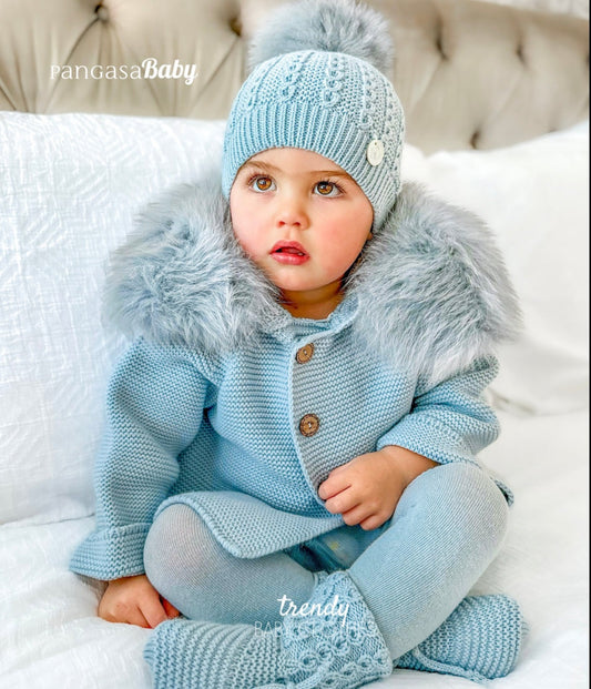 Pangasa Baby Luxury Fur Powder Blue Jacket - Preorder
