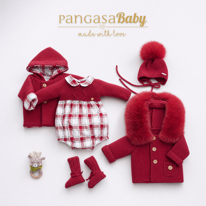 Pangasa Baby Cherry Red Halfknit Romper ~ AW26 Preorder