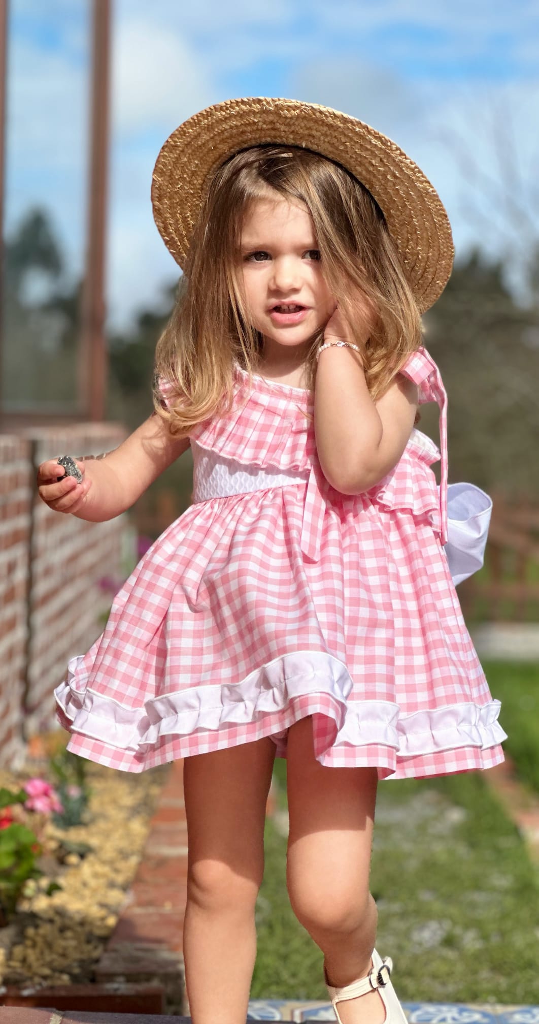 Sonata Pink & White Gingham Dress - (Made To Order)