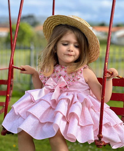 Sonata Pink Polka Dot Dress - (Made To Order)