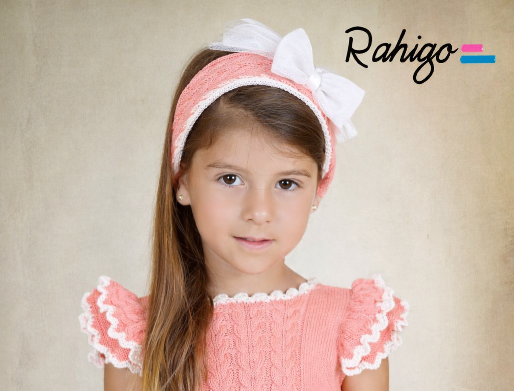 Rahigo Girls Coral & White Headband - SS26 In Stock