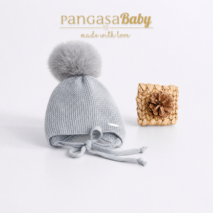 Pangasa Baby Fur Pom String Tie Hat - 14 Colours - Preorder