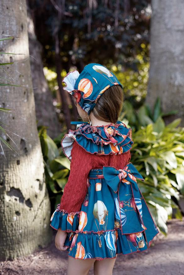 Ela Confeccion AW25 Girls Navy & Auburn Dress Set - (Made to order)