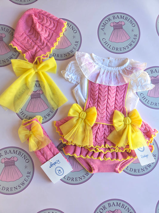 Rahigo Baby Girls Fushia Pink & Lemon Yellow Romper & Blouse- SS26 REORDER FOR APRIL