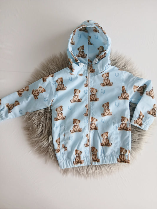 Boys Baby Blue All Over Teddy Bear Raincoat