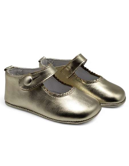 Baby Mary Jane Leather Shoes with Buttons