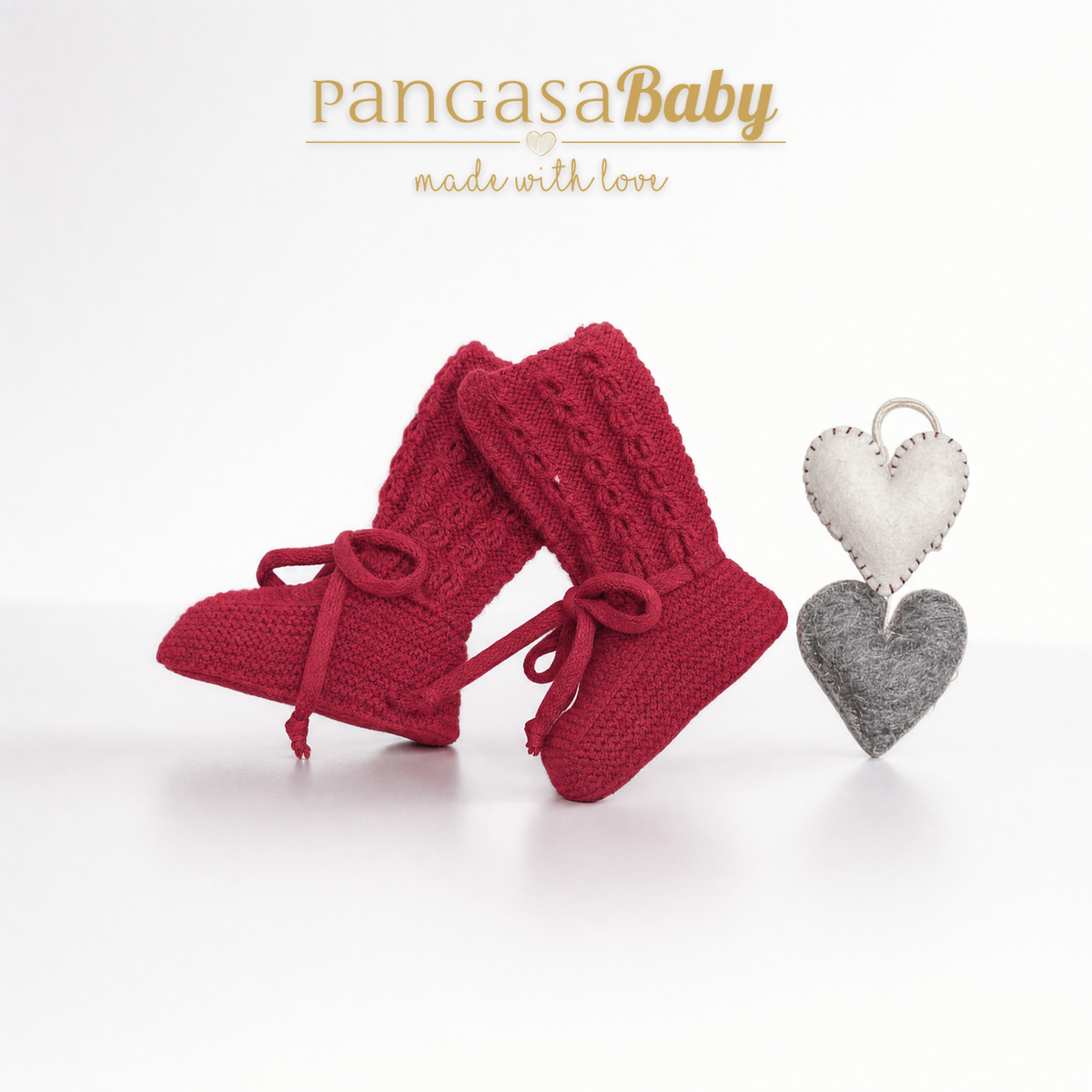 Pangasa Baby Ivory Cable Knitted Booties ~ AW26 Preorder