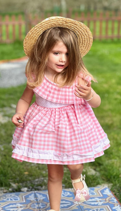 Sonata Pink & White Gingham Dress - (Made To Order)