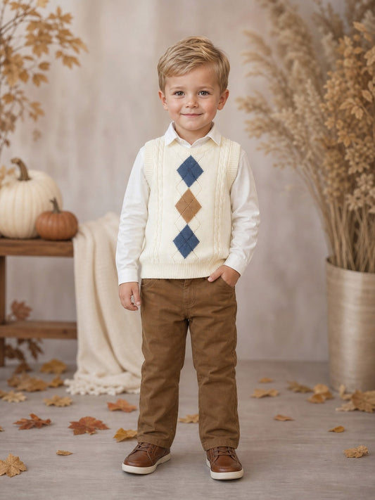Boys Tank Top, Shirt & Trousers Set