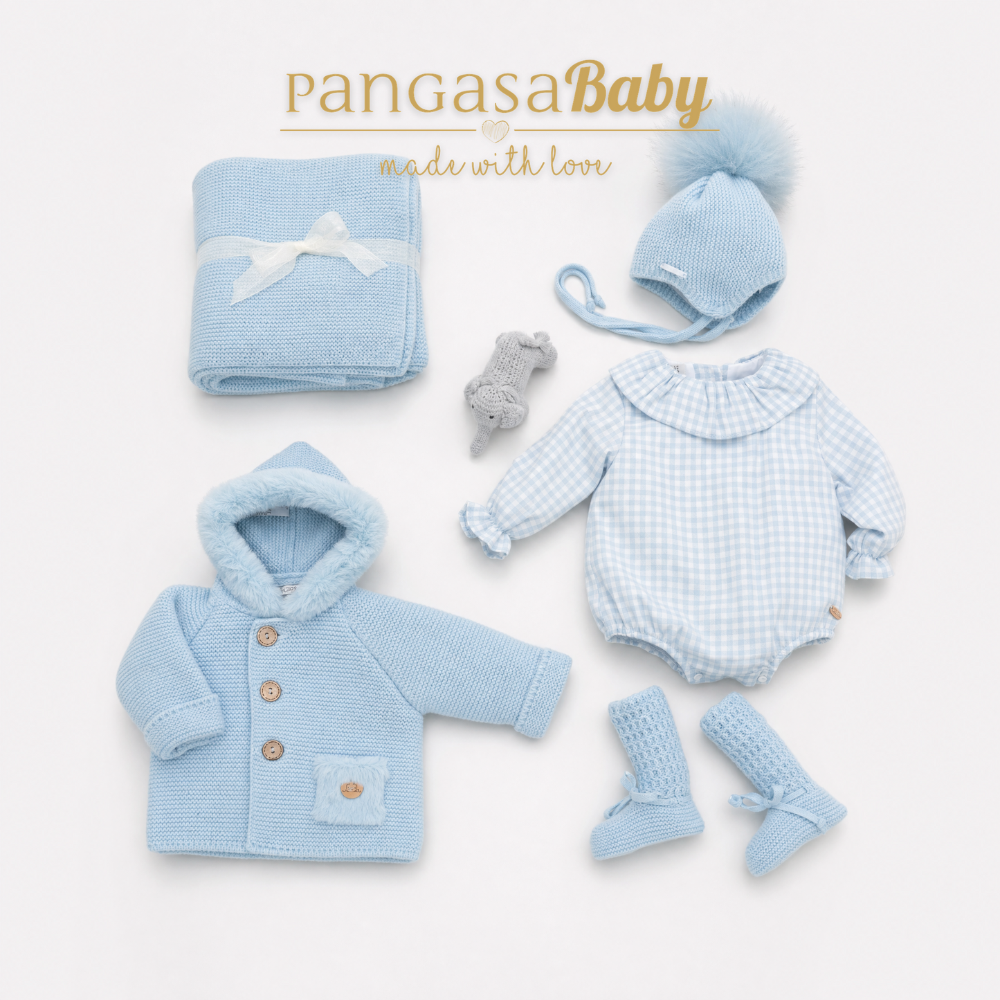 Pangasa Baby Blue Checked Romper ~ AW26 Preorder