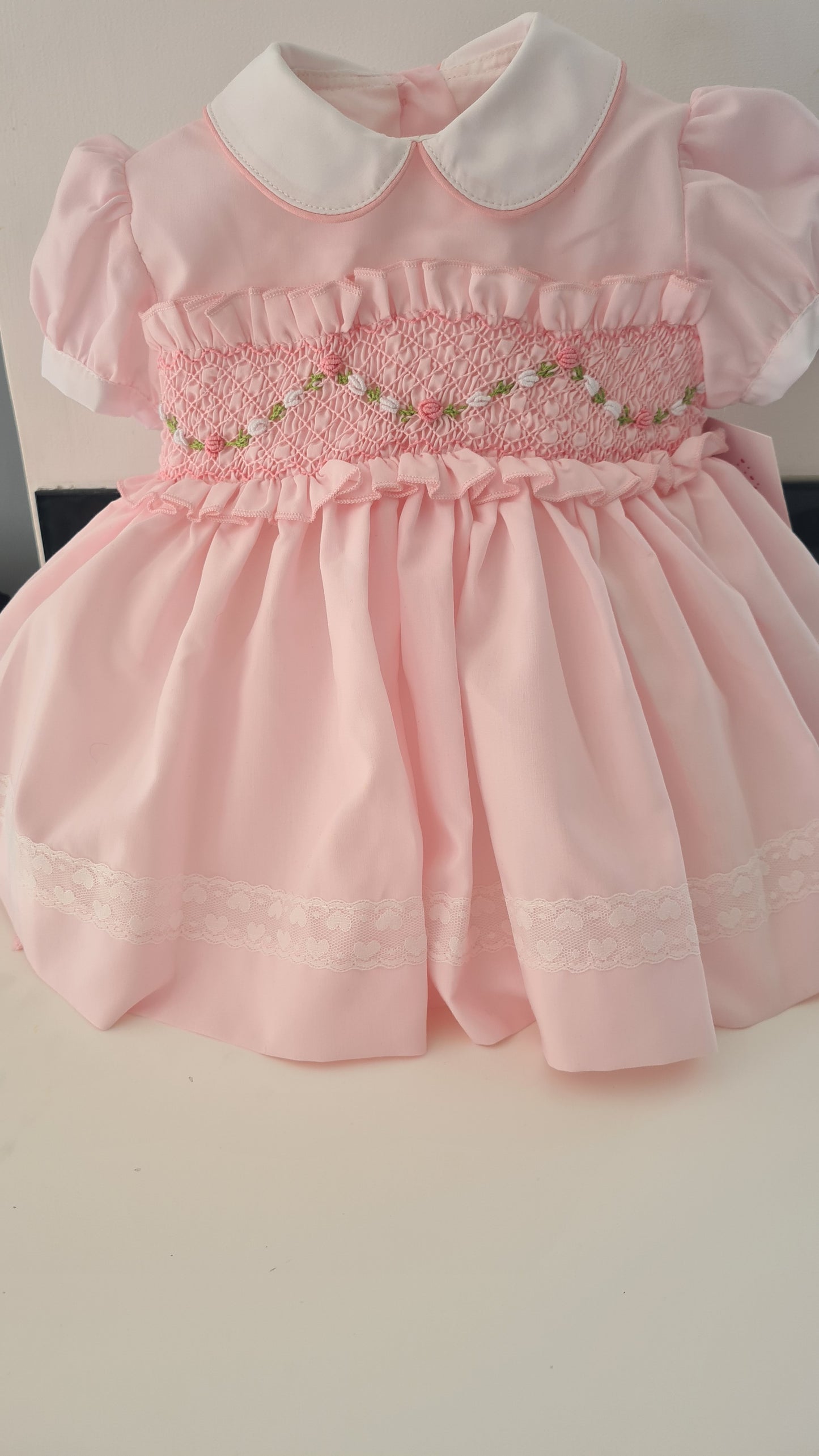 Sonata Babygirls Pink Smocked Dress - (Made to order)