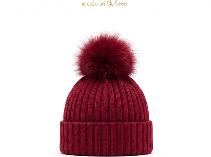 Pangasa Baby Camel Natural Pom Ribbed Hat - Preorder