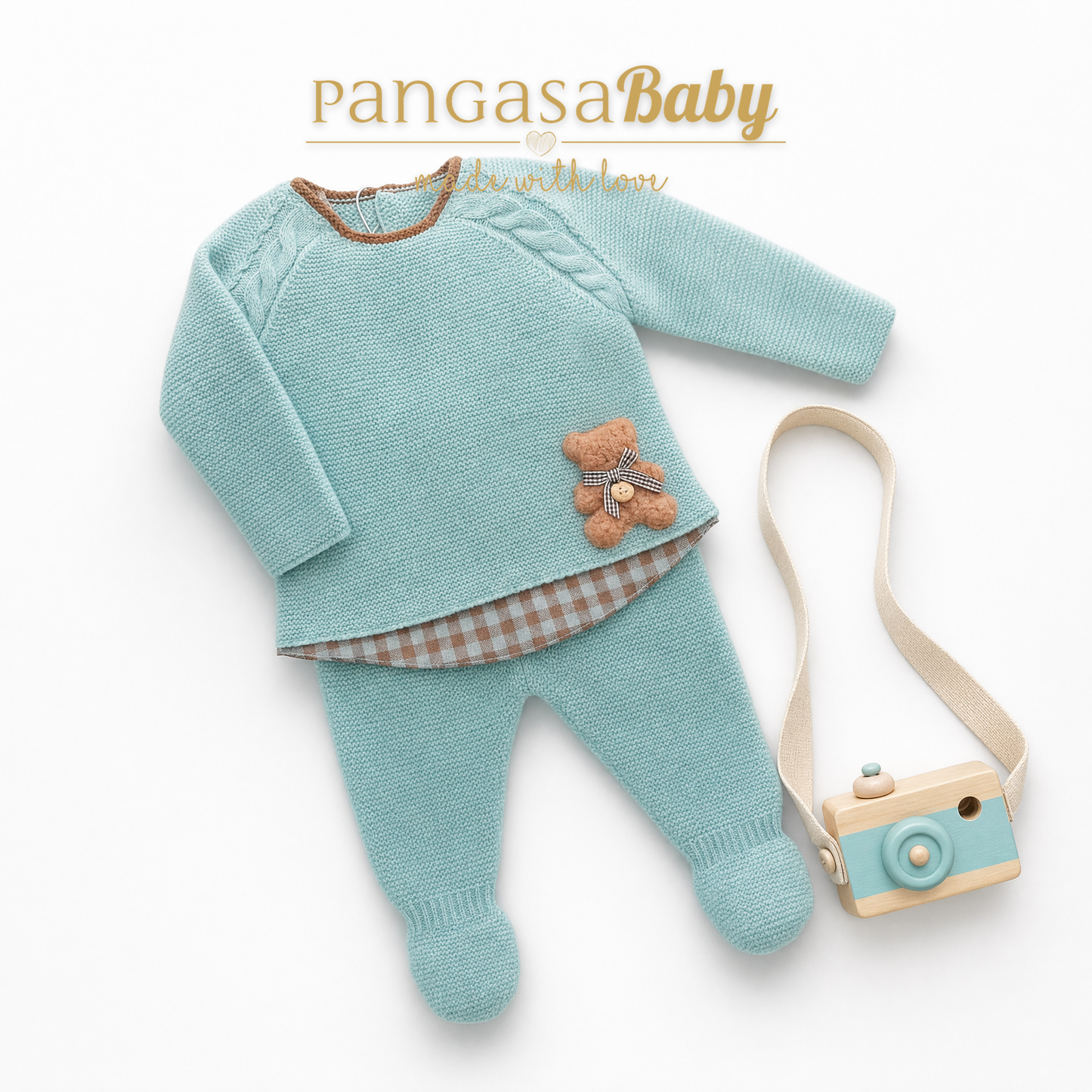 Pangasa Baby Boys Vichy Mint 3 Piece Knitted Set  ~ AW26 Preorder