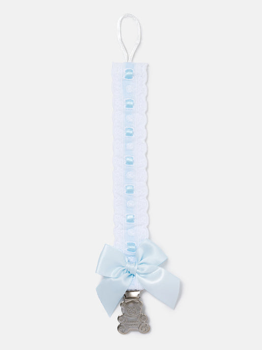 Boys Baby Blue Teddybear & Bow Dummy Clip