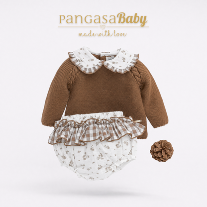 Pangasa Baby Girls Chocolate Knitted Jumper & Jam Pant Set  ~ AW26 Preorder