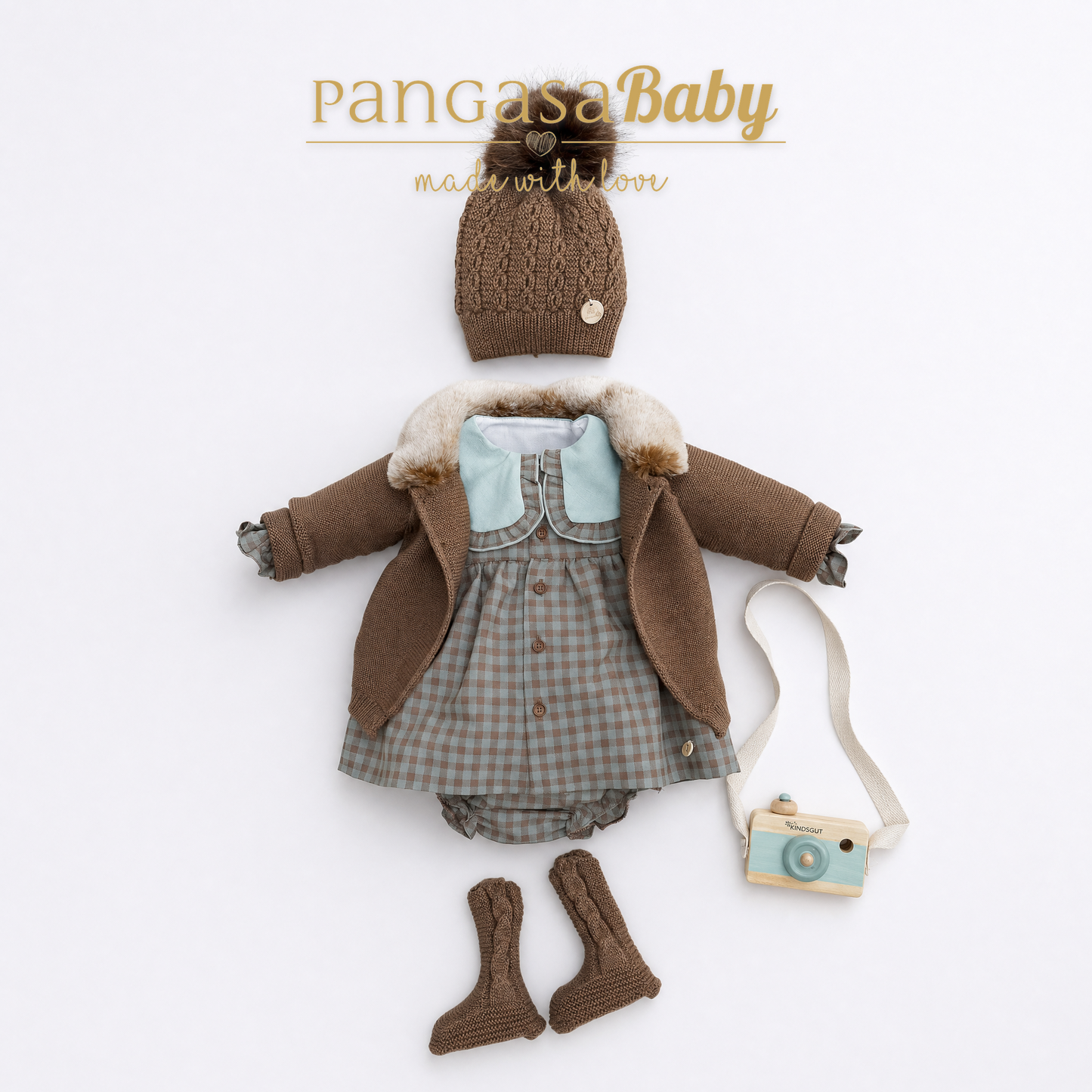 Pangasa Baby Vichy Mint Checked Dress & Knickers ~ AW26 Preorder