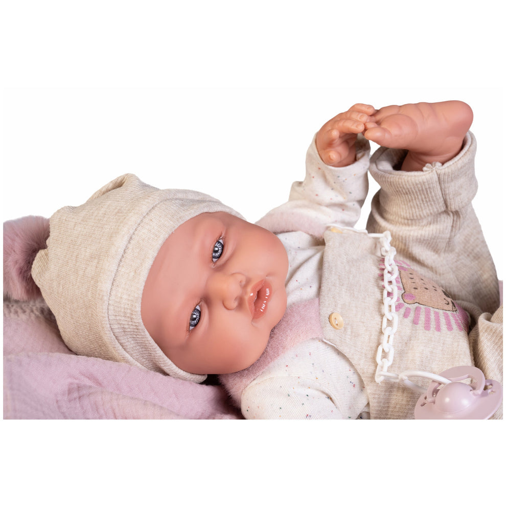 Antonio Juan Babydoo Doll - Poseable Doll with Blanket 50cm