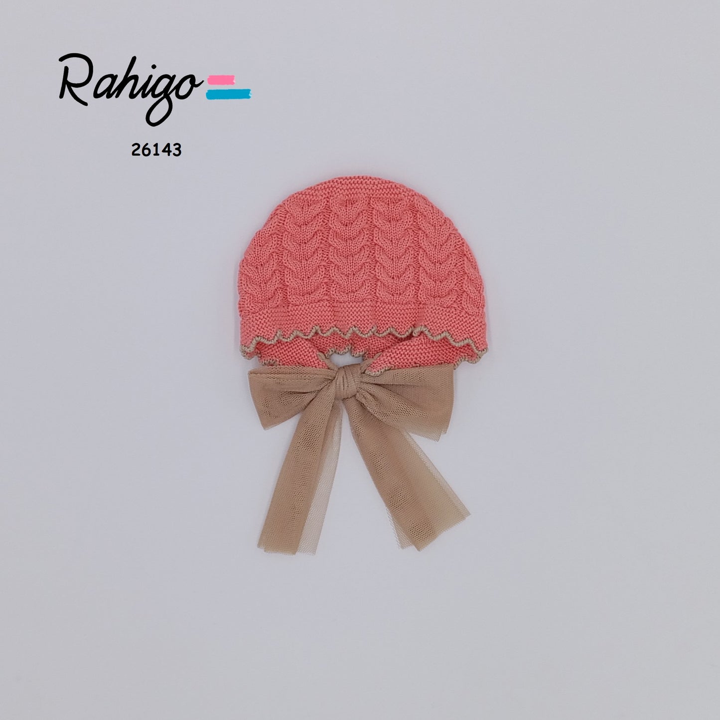 Rahigo Baby Girls Coral & Camel Bonnet - SS26 In Stock