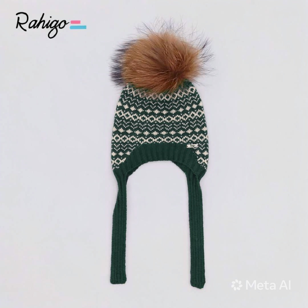 Rahigo Baby Boys Bottle Green & Cream Romper, Pom String Hat & Socks - AW26 (Preorder)