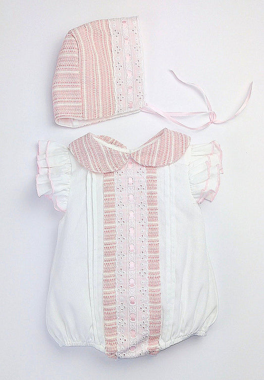 Girls Romper & Bonnet Set