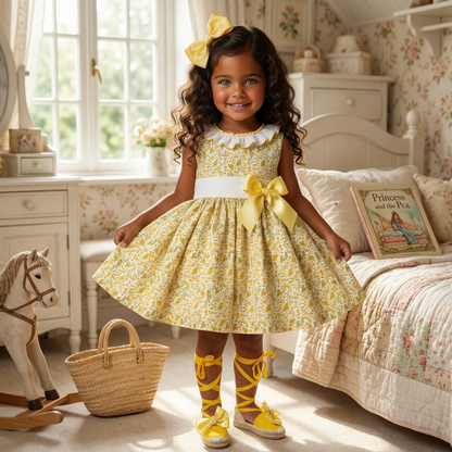 Sonata Girls Yellow Floral Dress SS26 - (Made To Order)