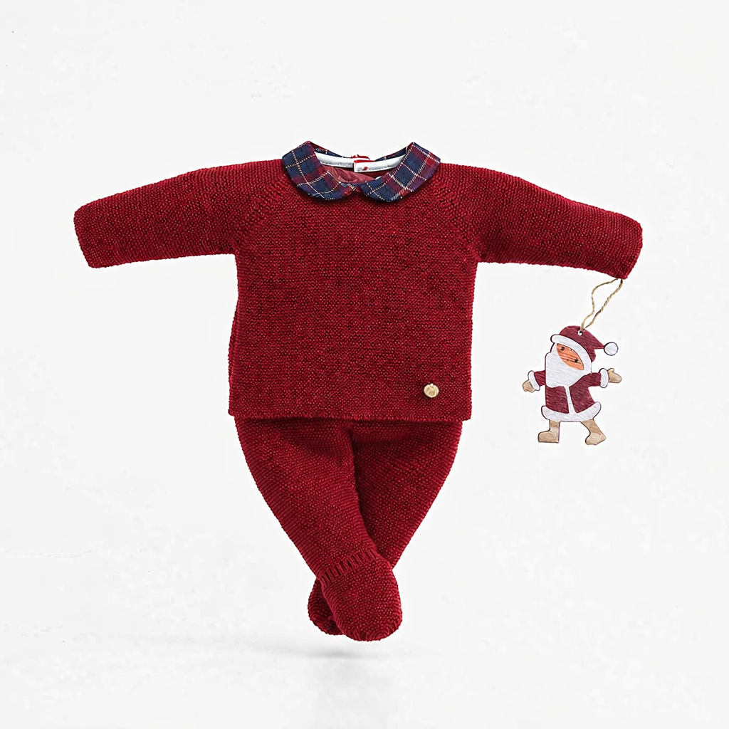 Pangasa Baby Garnet Red Knitted 2 Piece Boys Set ~ AW26 Preorder