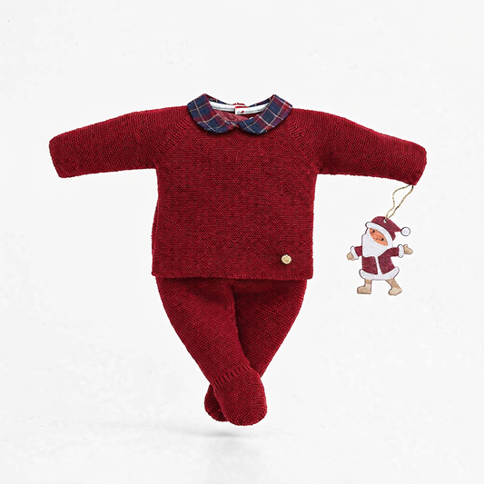 Pangasa Baby Garnet Red Knitted 2 Piece Boys Set ~ AW26 Preorder