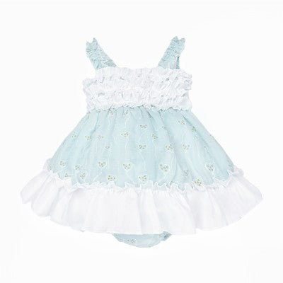 Baby Girl Mint Ruffle Summer Dress with Knickers