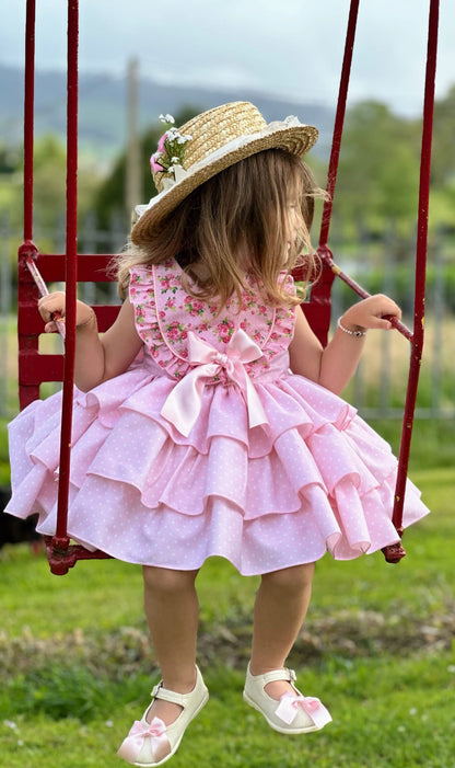 Sonata Pink Polka Dot Dress - (Made To Order)