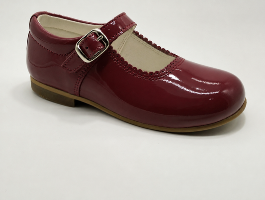 Amor Bambino Burgandy Mary Jane Girls Leather Patent Shoes (Preorder)