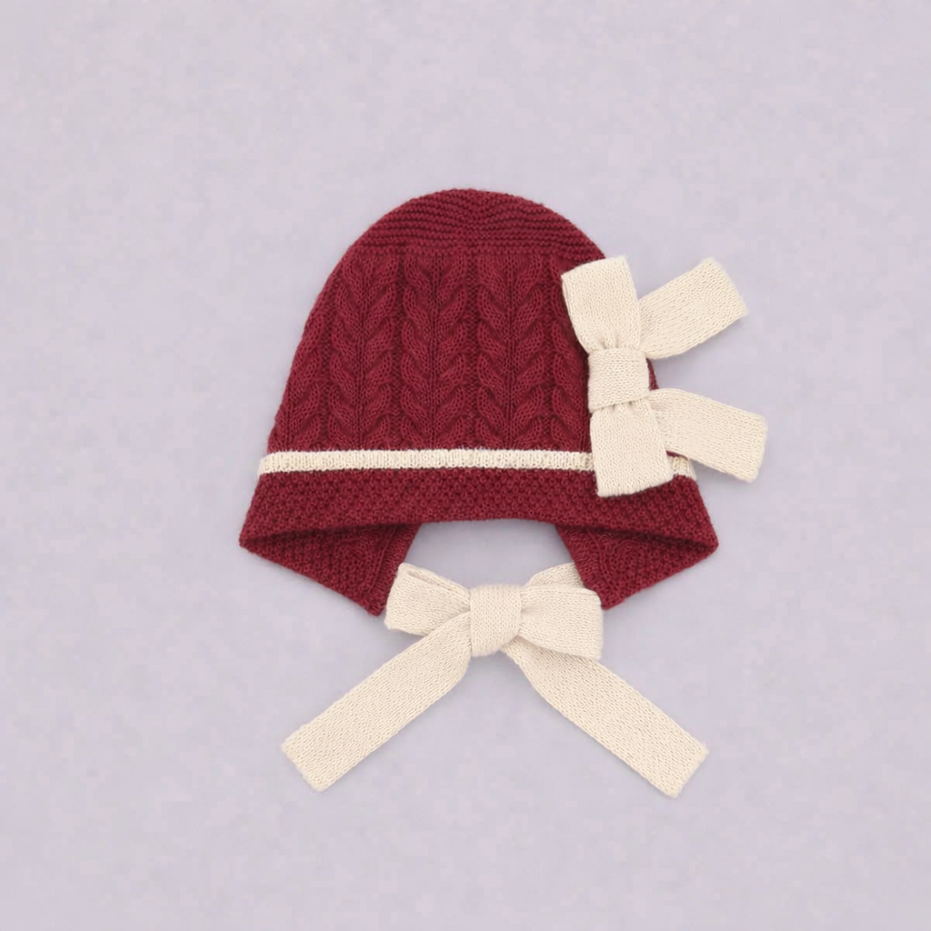 Rahigo Girls Burgundy Red & Cream Bonnet - AW26 (Preorder)