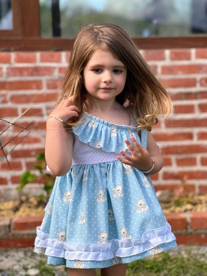 Sonata Teddybear Print Dress  - (Made To Order)