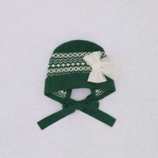 Rahigo Baby Girls Bottle Green & Cream Bonnet - AW26 (Preorder)