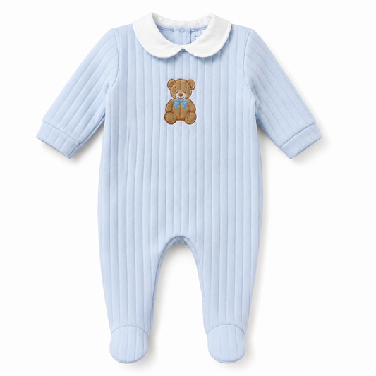 Baby Boys Blue Teddy Babygrow (Preorder)