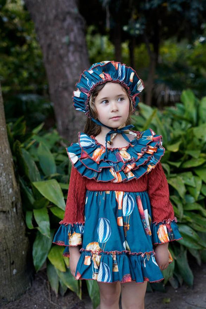 Ela Confeccion AW25 Girls Navy & Auburn Dress Set - (Made to order)