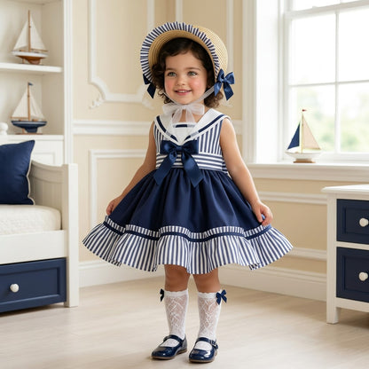 Sonata Girls Navy Sailor Dress SS26 - (Made To Order)