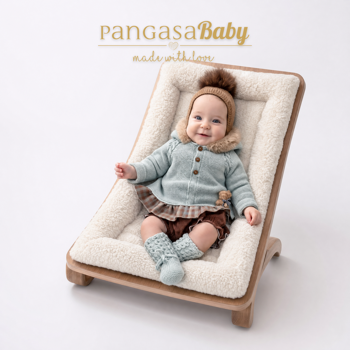 Pangasa Baby Girls Vichy Mint Knitted Jacket & Jam Pant Set  ~ AW26 Preorder