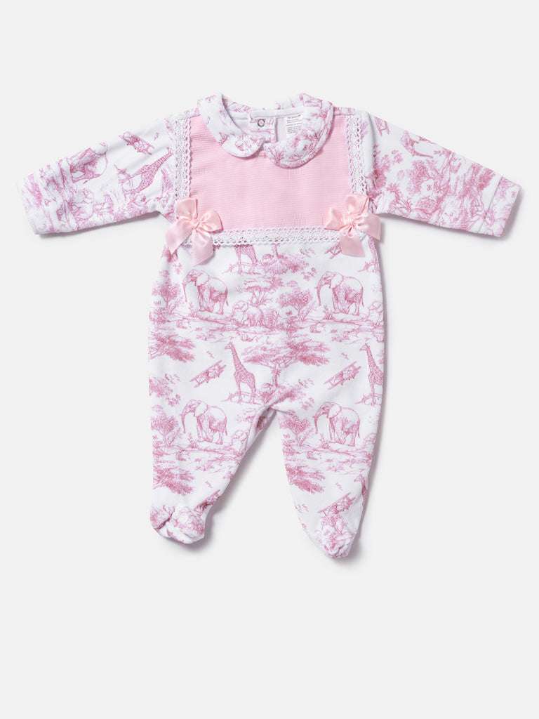 Girls Baby Pink Safari Babygrow
