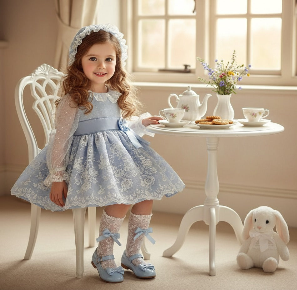 Sonata Handmade Camelia Baby Blue Dress SS26 (Made to order)
