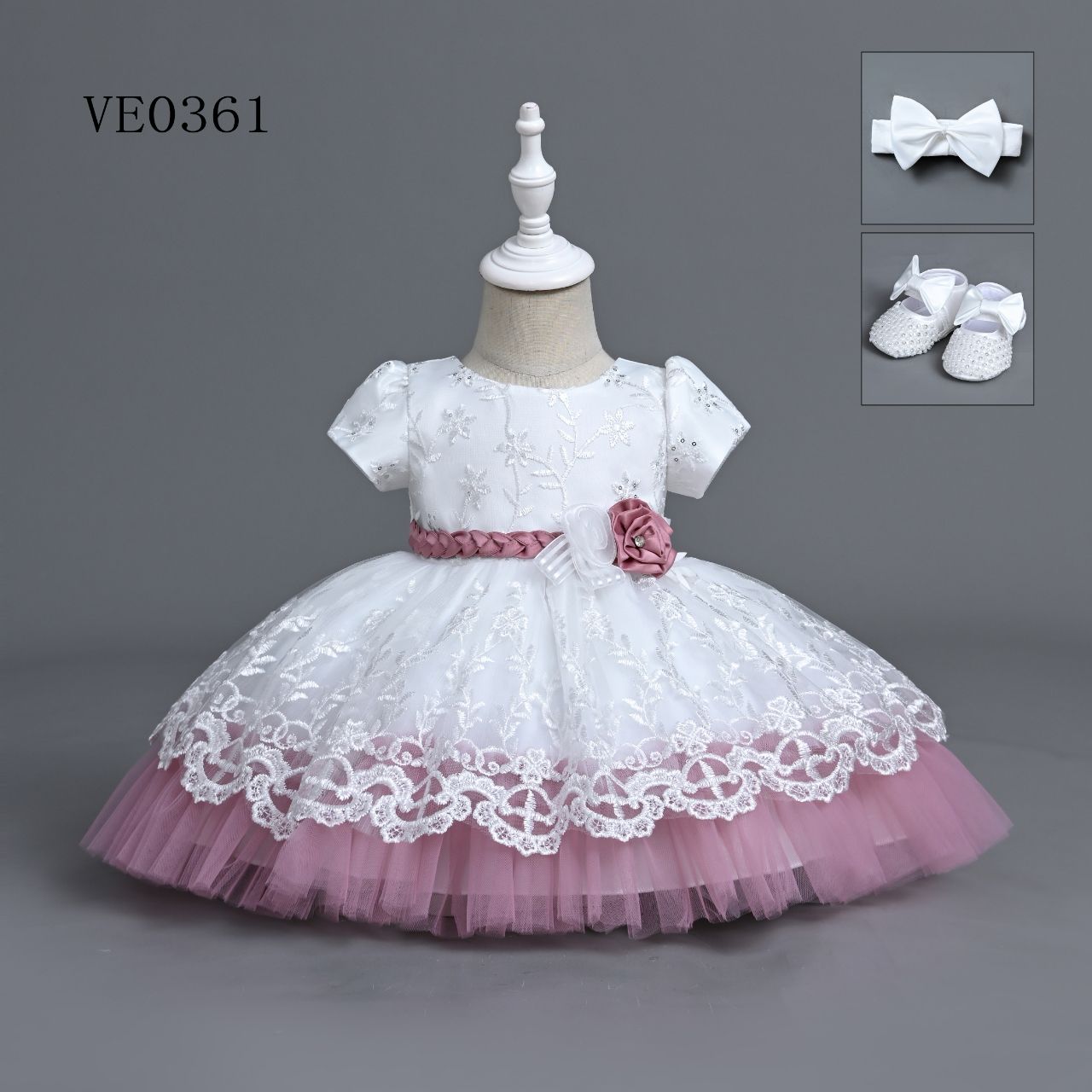 Baby Girls Dress, Shoes & Headband Set