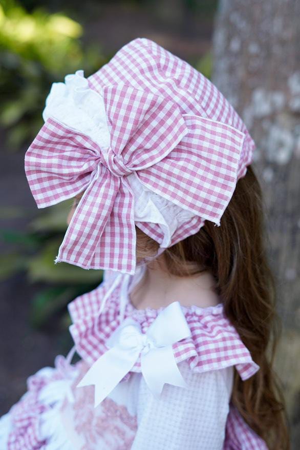 Ela Confeccion AW25 Girls Dusty Pink Gingham Dress Set - (Made to order)