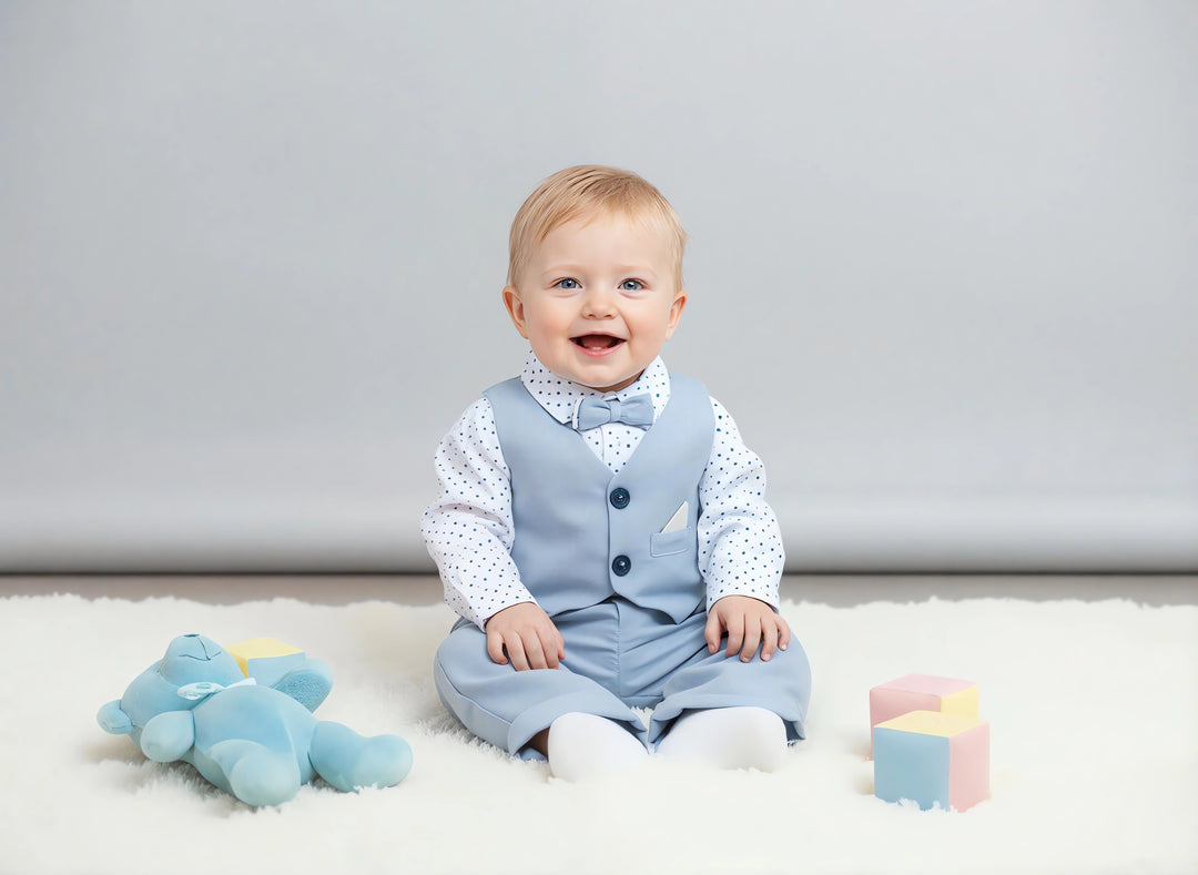 Boys Blue Waistcoat, Trousers & Hat Set